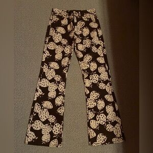 BCG Strawberry Print Brown Pants